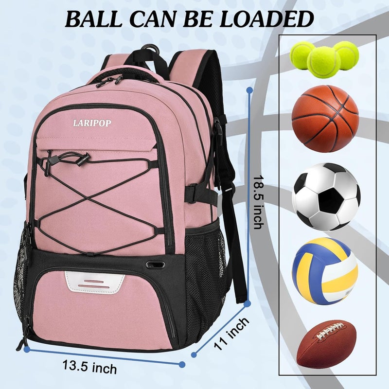 LARIPOP Basketball Backpack, Large Sports Bag with Ball Holder & Shoes Compartment, Basketball Bag for Soccer,Volleyball, - Image 5